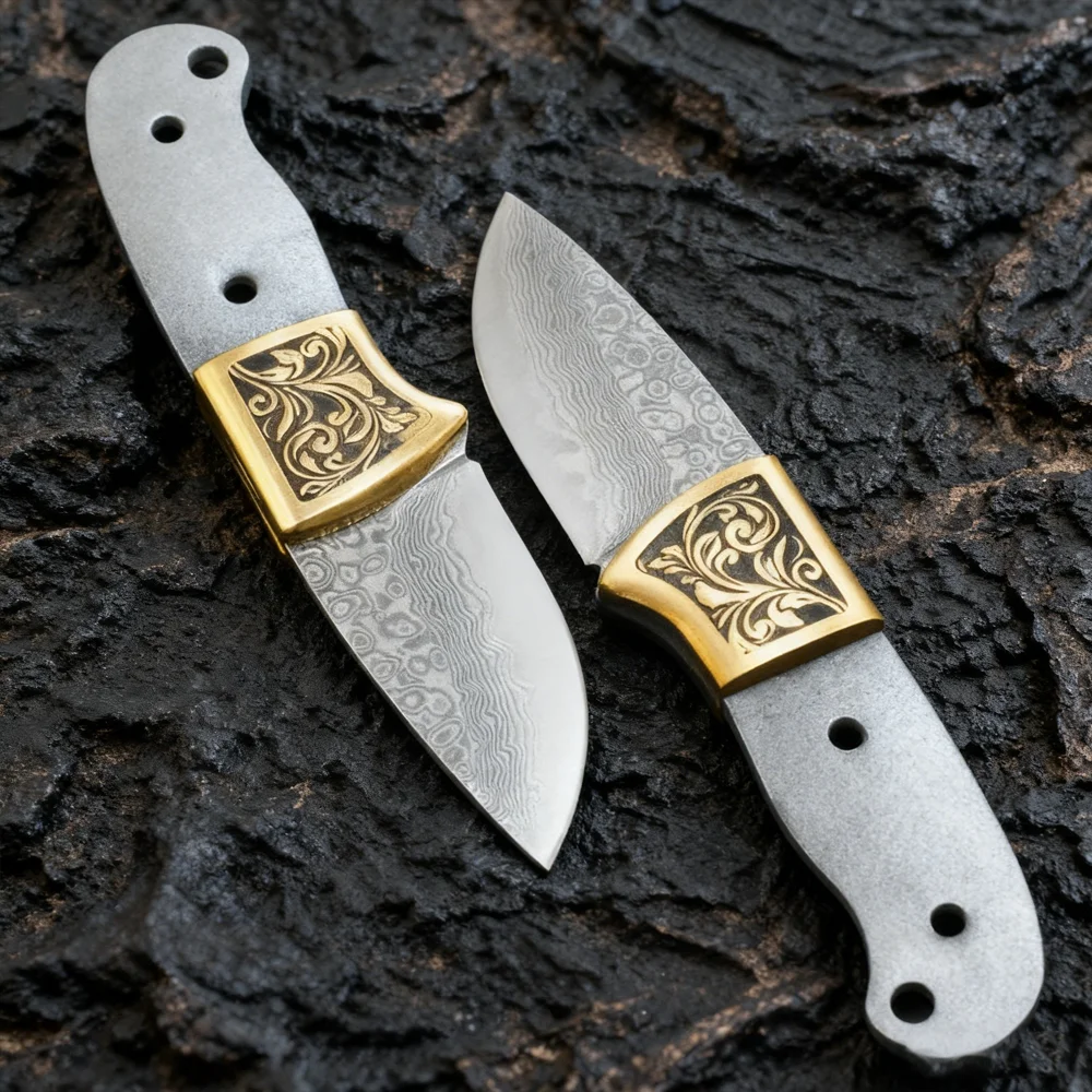 Knife Blade Blank Damascus Steel Forged - El Yapımı, Damask Çeliği, Agar Ağacı