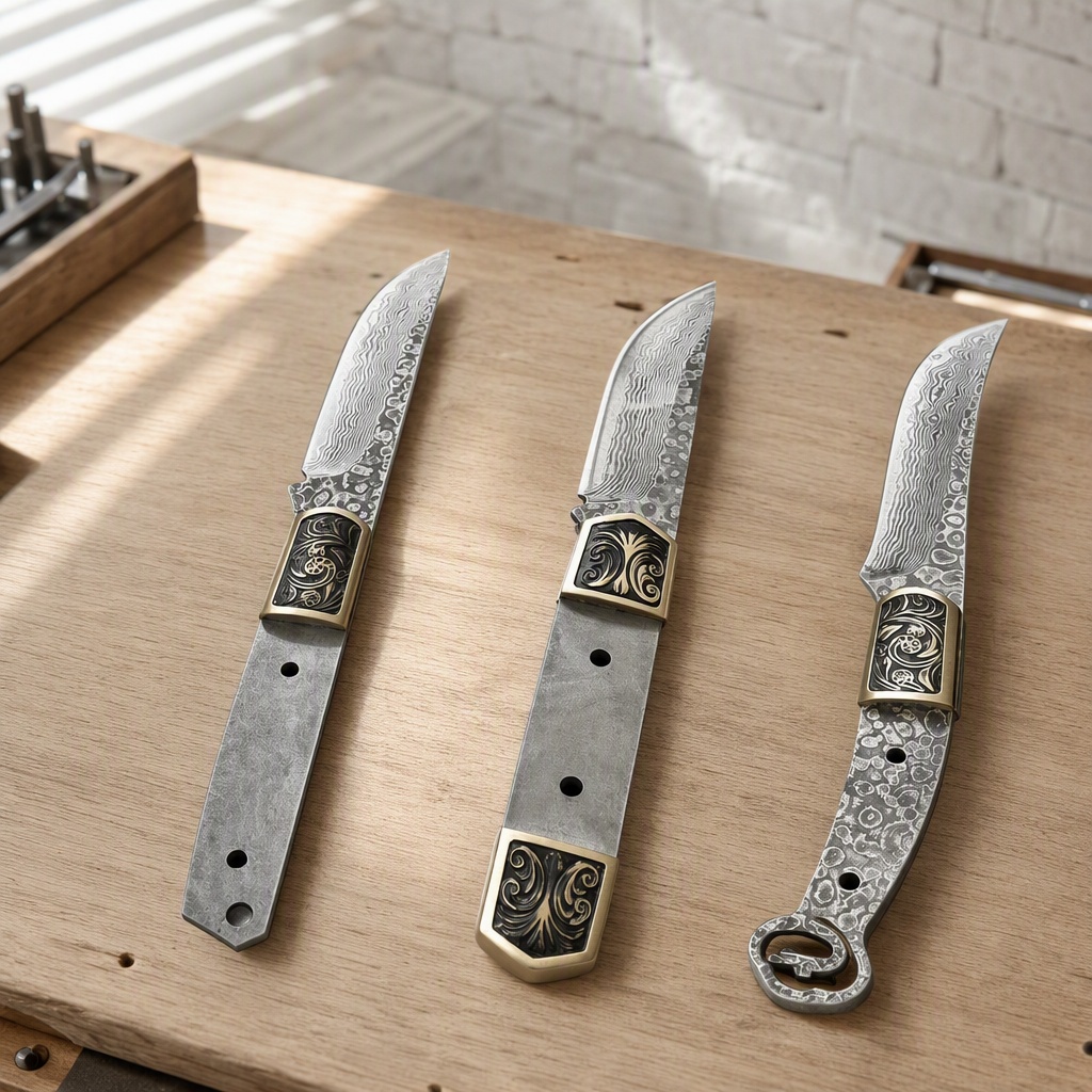 Knife Blade Blank Damascus Steel Forged - 3 Stil Vintage Dış Mekan Dövme