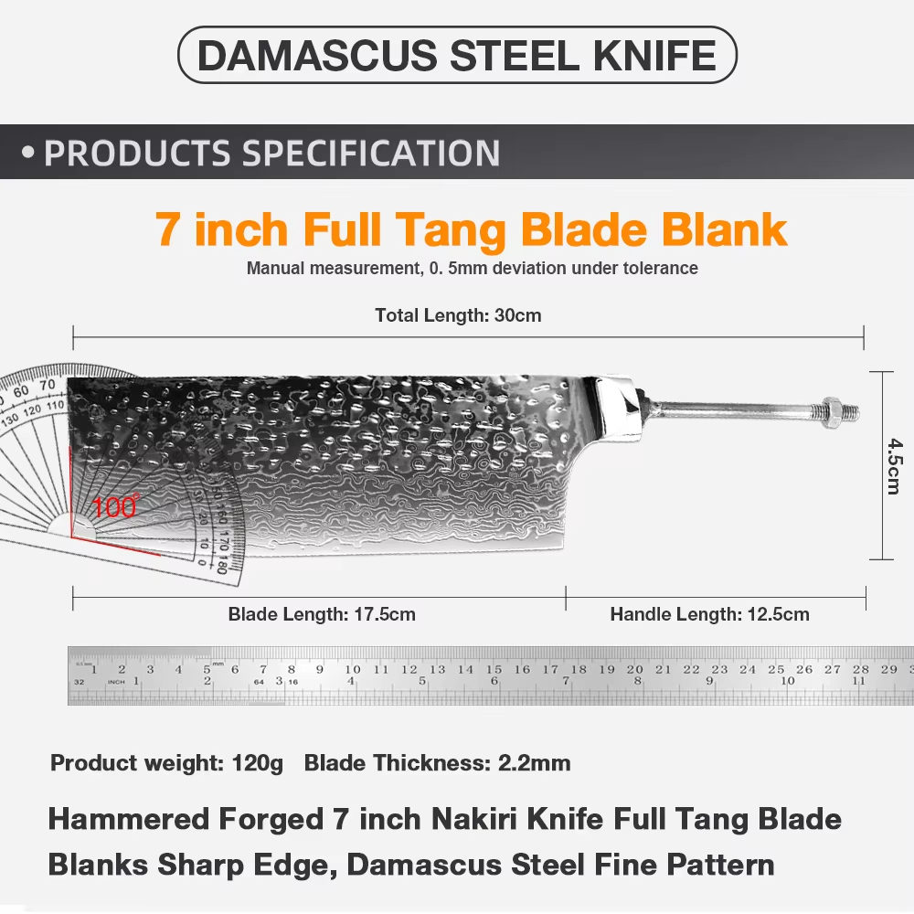 El yapımı dövülmüş Şam çeliği  - Knife Blade Blank Damascus Steel Forged incelemesi ve fiyatı