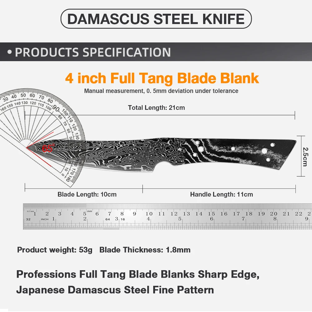 XITUO 4 inç Siyah Bıçaklı Şam  - Knife Blade Blank Damascus Steel Forged incelemesi ve fiyatı