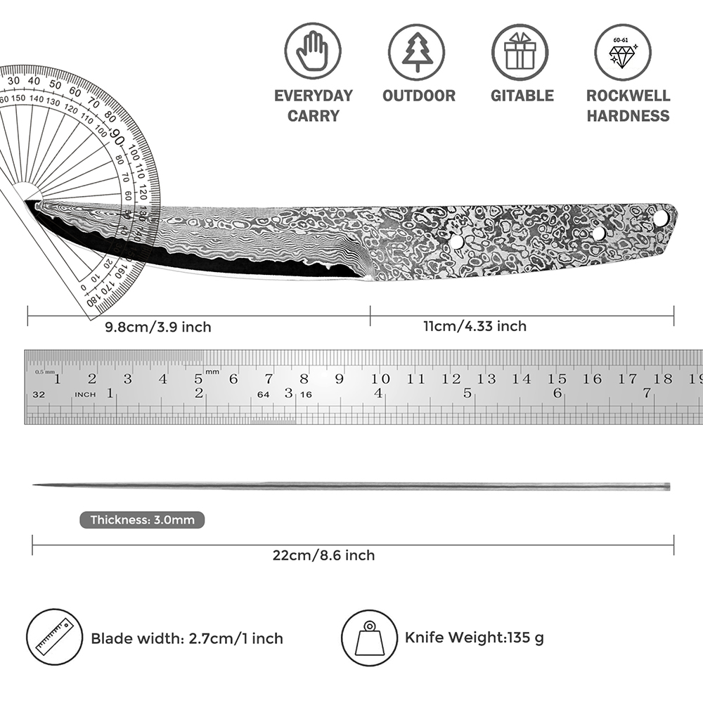 El dövme şam çelik boş bıçak m - Knife Blade Blank Damascus Steel Forged incelemesi ve fiyatı